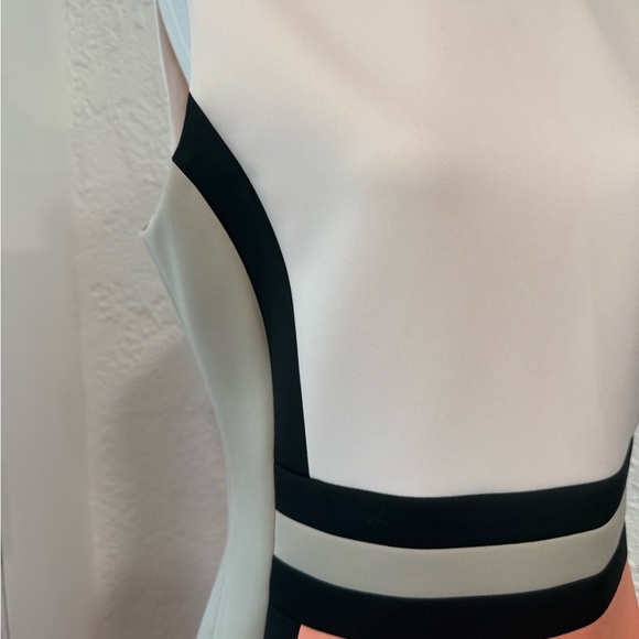 Calvin Klein Peach and Cream Colorblock Midi Dress - Picture 2 of 6